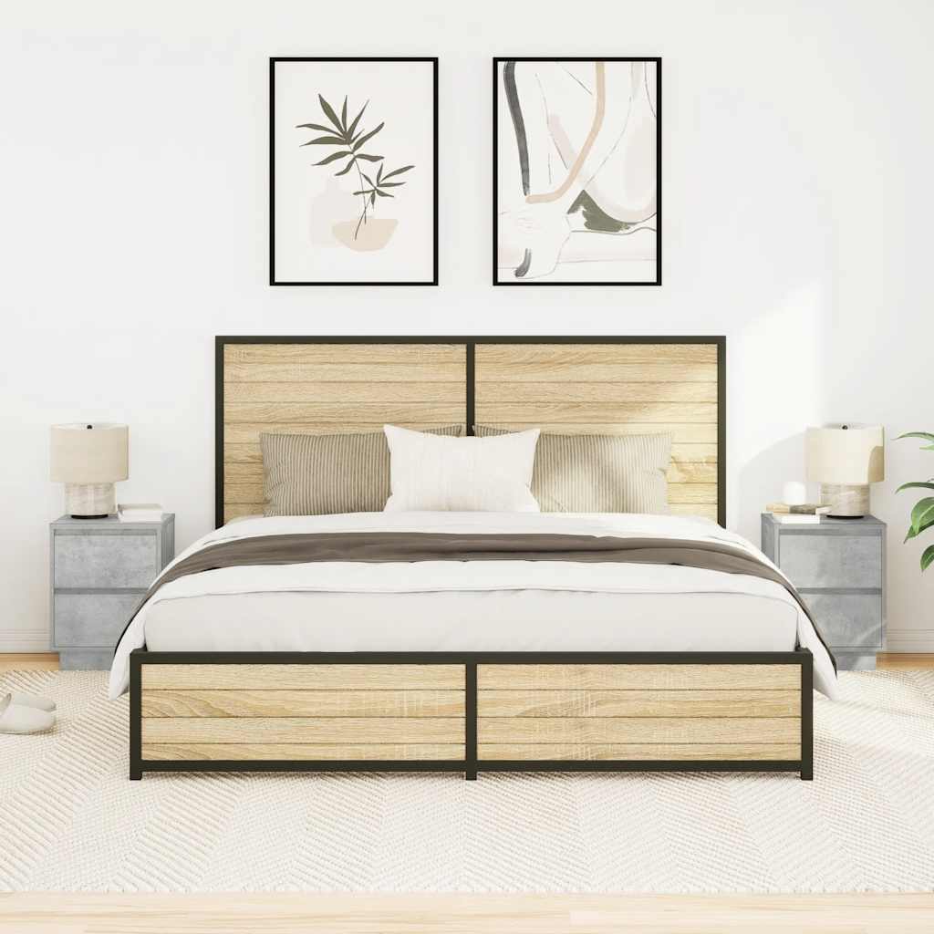 Nachtkastjes met LED-verlichting 2 st 38x34x50 cm betongrijs is nu te koop bij PeponiXL, paradijselijk wonen!