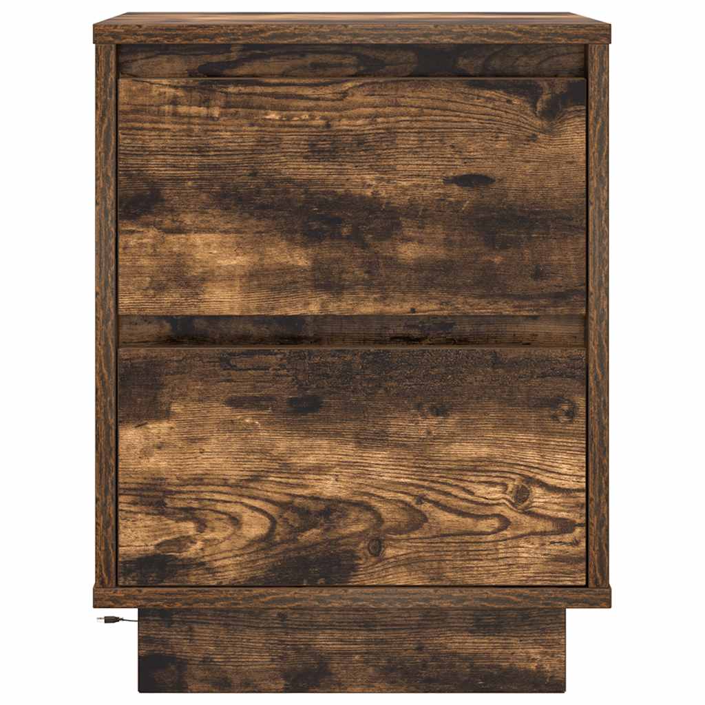 Nachtkastje met LED-verlichting 38x34x50cm gerookt eikenkleurig is nu te koop bij PeponiXL, paradijselijk wonen!