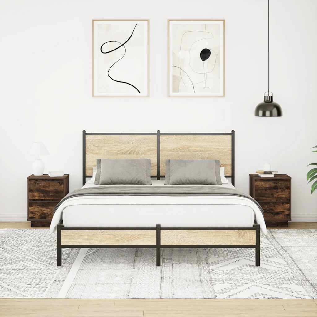 Nachtkastjes met LED-verlichting 2 st gerookt eikenkleurig is nu te koop bij PeponiXL, paradijselijk wonen!