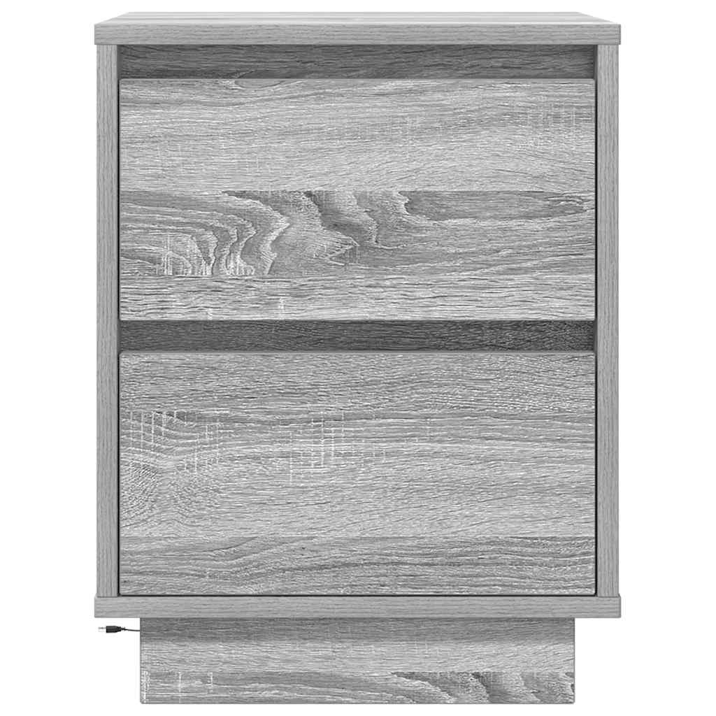 Nachtkastje met LED-verlichting 38x34x50 cm grijs sonoma is nu te koop bij PeponiXL, paradijselijk wonen!