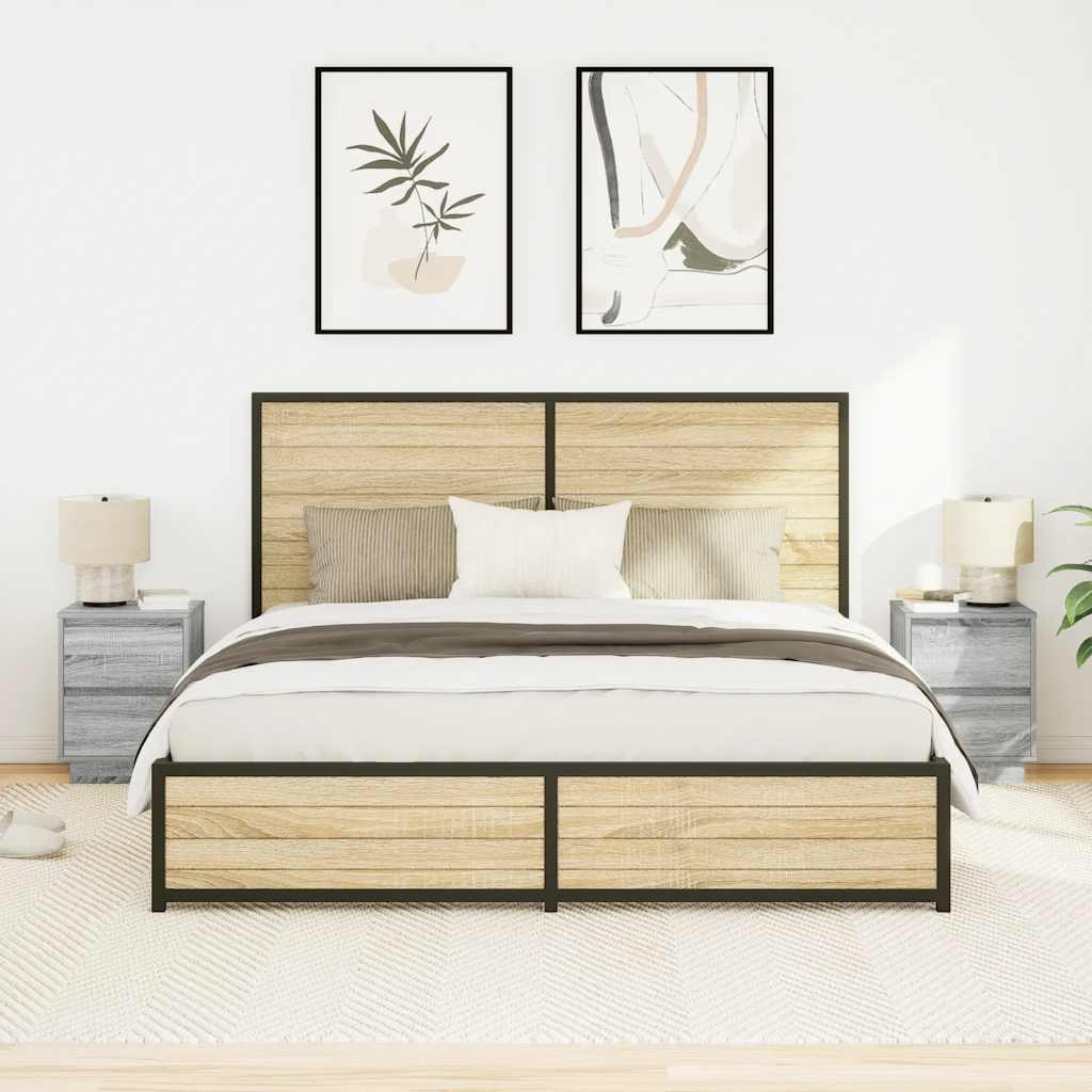 Nachtkastjes met LED 2 st 38x34x50 cm grijs sonoma is nu te koop bij PeponiXL, paradijselijk wonen!