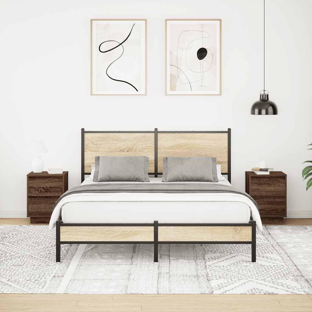 Nachtkastjes met led-verlichting 2 st bruin eikenkleurig is nu te koop bij PeponiXL, paradijselijk wonen!