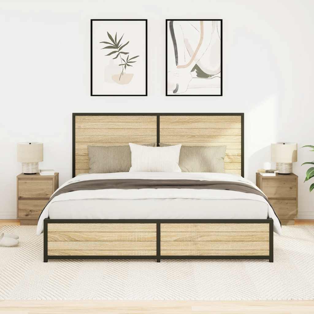 Nachtkastjes met LED 2 st 38x34x50 cm artisanaal eikenkleur is nu te koop bij PeponiXL, paradijselijk wonen!