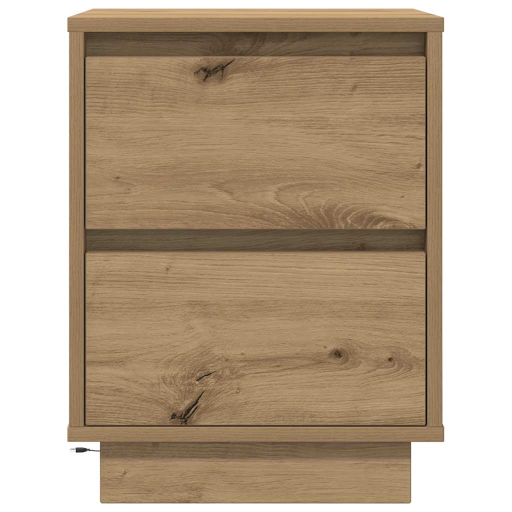 Nachtkastjes met LED 2 st 38x34x50 cm artisanaal eikenkleur is nu te koop bij PeponiXL, paradijselijk wonen!