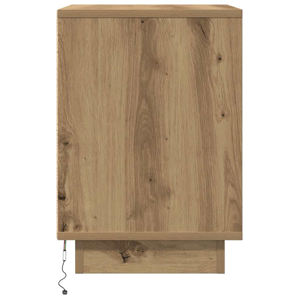 Nachtkastjes met LED 2 st 38x34x50 cm artisanaal eikenkleur is nu te koop bij PeponiXL, paradijselijk wonen!