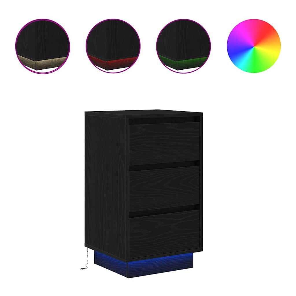 Nachtkastje met LED-verlichting 38x34x65 cm zwart is nu te koop bij PeponiXL, paradijselijk wonen!