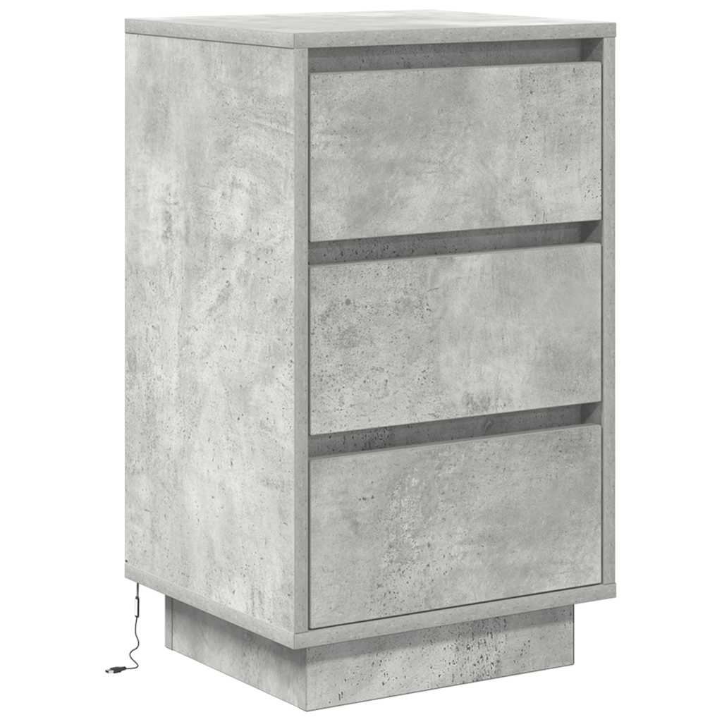 Nachtkastje met LED-verlichting 38x34x65 cm betongrijs is nu te koop bij PeponiXL, paradijselijk wonen!