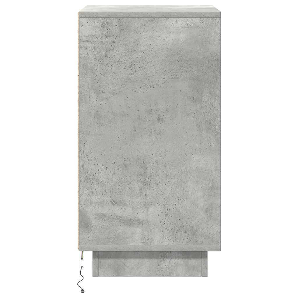 Nachtkastje met LED-verlichting 38x34x65 cm betongrijs is nu te koop bij PeponiXL, paradijselijk wonen!