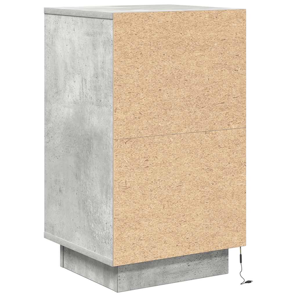 Nachtkastje met LED-verlichting 38x34x65 cm betongrijs is nu te koop bij PeponiXL, paradijselijk wonen!