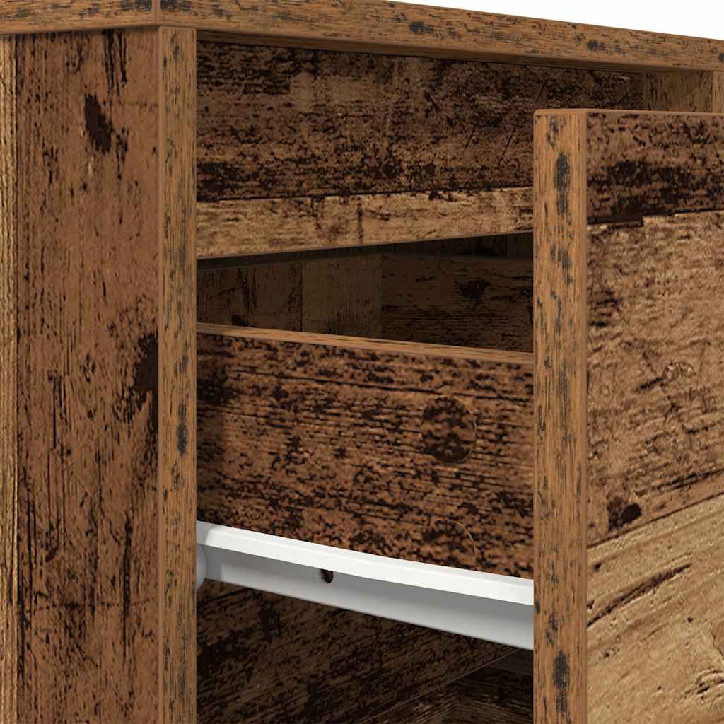 Nachtkastje met LED-verlichting 38x34x65 cm oud hout is nu te koop bij PeponiXL, paradijselijk wonen!