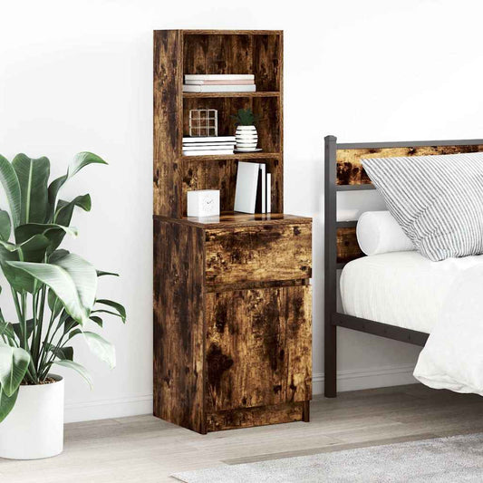 Nachtkastje 39x35x125 cm bewerkt hout gerookt eikenkleurig is nu te koop bij PeponiXL, paradijselijk wonen!