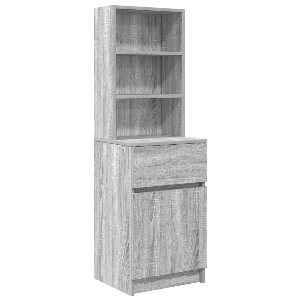 Nachtkastje 39x35x125 cm bewerkt hout grijs sonoma eikenkleurig is nu te koop bij PeponiXL, paradijselijk wonen!