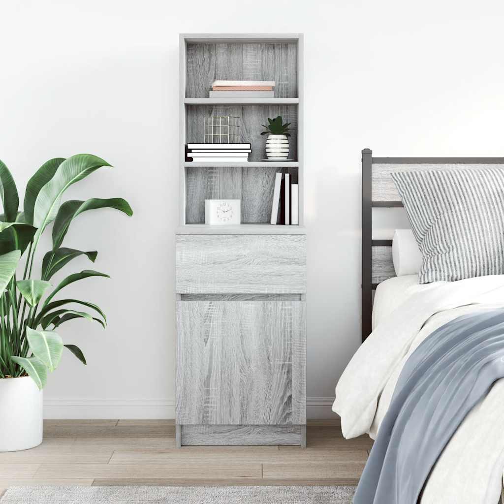 Nachtkastje 39x35x125 cm bewerkt hout grijs sonoma eikenkleurig is nu te koop bij PeponiXL, paradijselijk wonen!