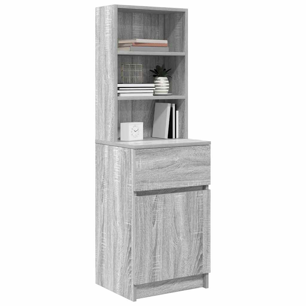 Nachtkastje 39x35x125 cm bewerkt hout grijs sonoma eikenkleurig is nu te koop bij PeponiXL, paradijselijk wonen!