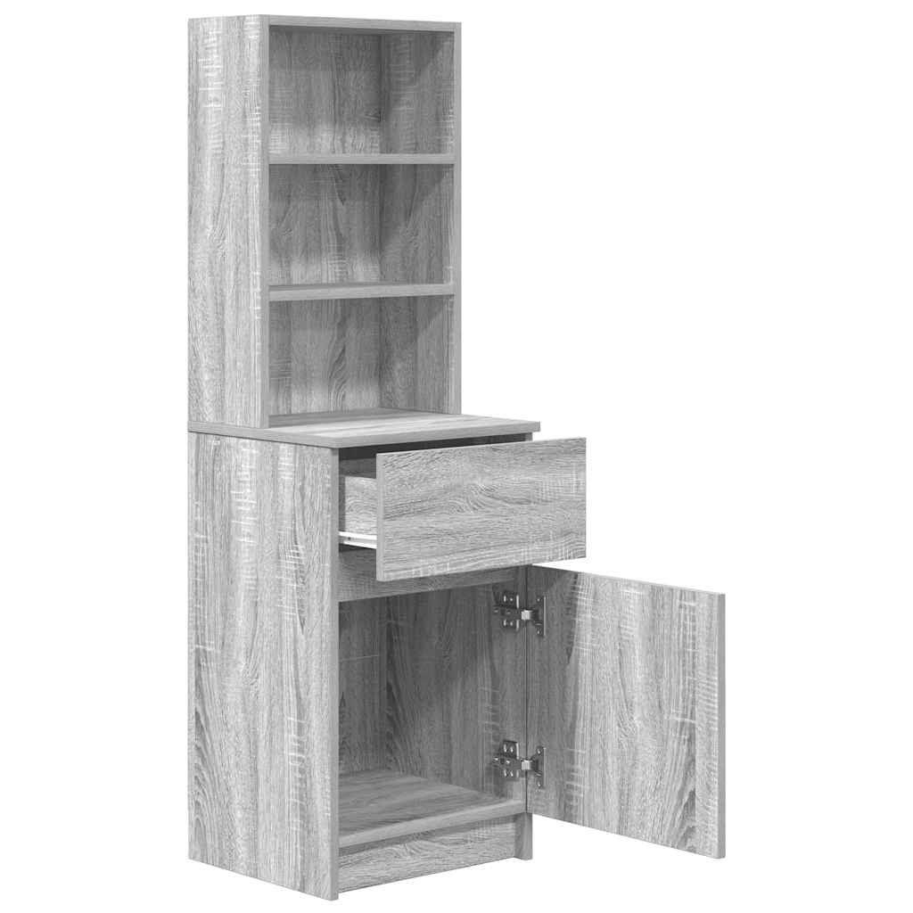Nachtkastje 39x35x125 cm bewerkt hout grijs sonoma eikenkleurig is nu te koop bij PeponiXL, paradijselijk wonen!