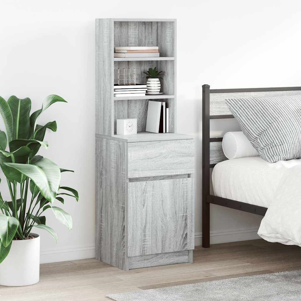 Nachtkastje 39x35x125 cm bewerkt hout grijs sonoma eikenkleurig is nu te koop bij PeponiXL, paradijselijk wonen!
