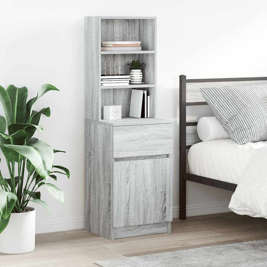 Nachtkastje 39x35x125 cm bewerkt hout grijs sonoma eikenkleurig is nu te koop bij PeponiXL, paradijselijk wonen!