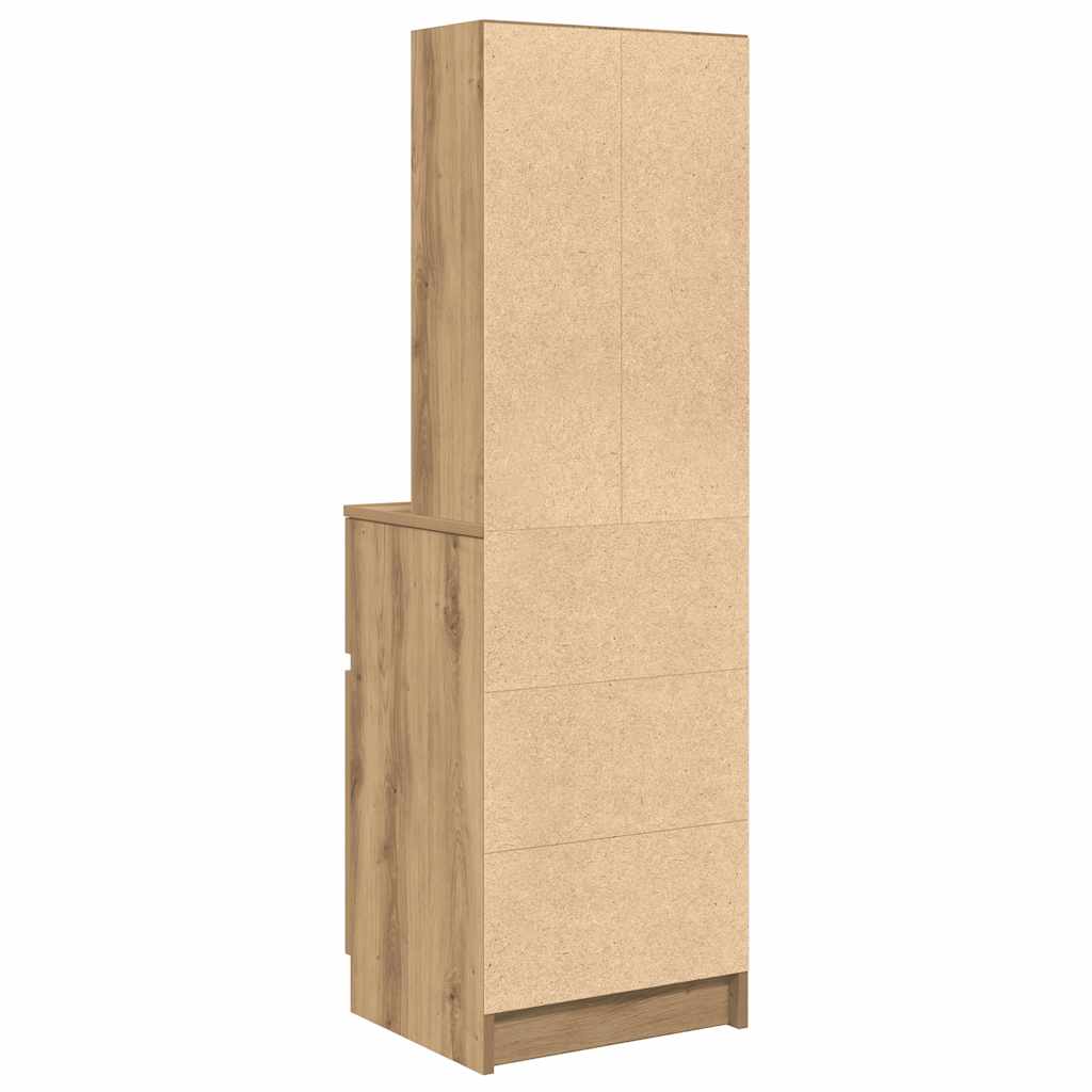 Nachtkastje 39x35x125 cm bewerkt hout artisanaal eikenkleur is nu te koop bij PeponiXL, paradijselijk wonen!