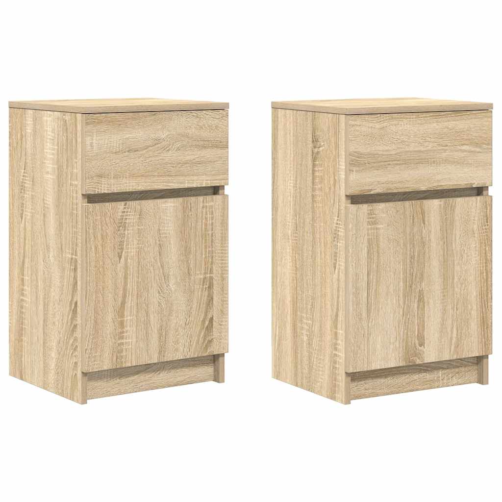 Nachtkastjes 2 st 39x35x65 cm bewerkt hout sonoma eikenkleurig is nu te koop bij PeponiXL, paradijselijk wonen!