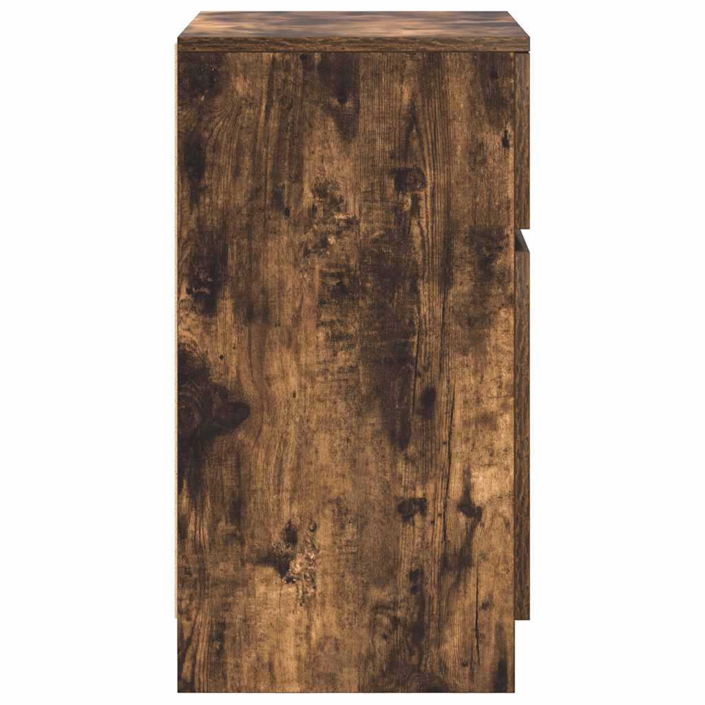 Nachtkastje 39x35x65 cm bewerkt hout gerookt eikenkleurig is nu te koop bij PeponiXL, paradijselijk wonen!