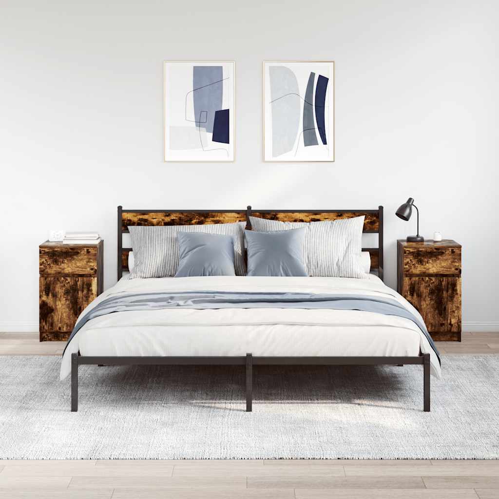 Nachtkastjes 2 st 39x35x65 cm bewerkt hout gerookt eikenkleur is nu te koop bij PeponiXL, paradijselijk wonen!