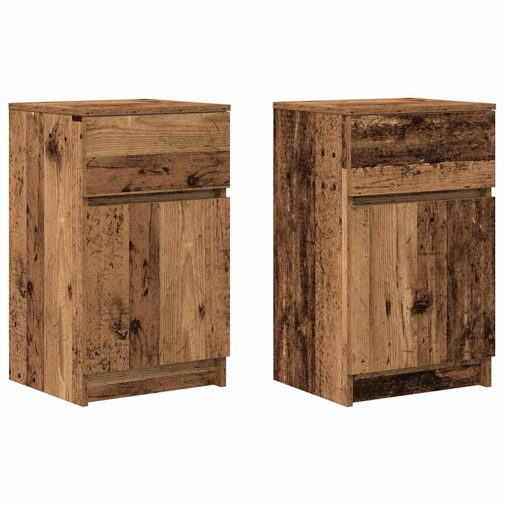 Nachtkastjes 2 st 39x35x65 cm bewerkt hout oud houtkleurig is nu te koop bij PeponiXL, paradijselijk wonen!