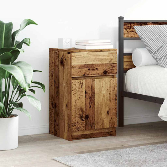 Nachtkastjes 2 st 39x35x65 cm bewerkt hout oud houtkleurig is nu te koop bij PeponiXL, paradijselijk wonen!