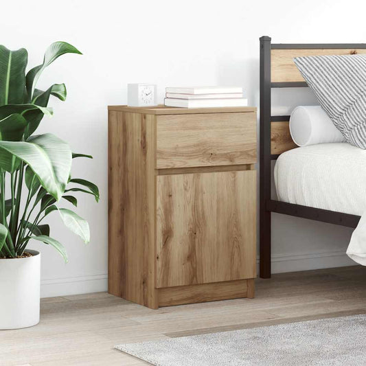 Nachtkastjes 2 st 39x35x65cm bewerkt hout artisanaal eikenkleur is nu te koop bij PeponiXL, paradijselijk wonen!