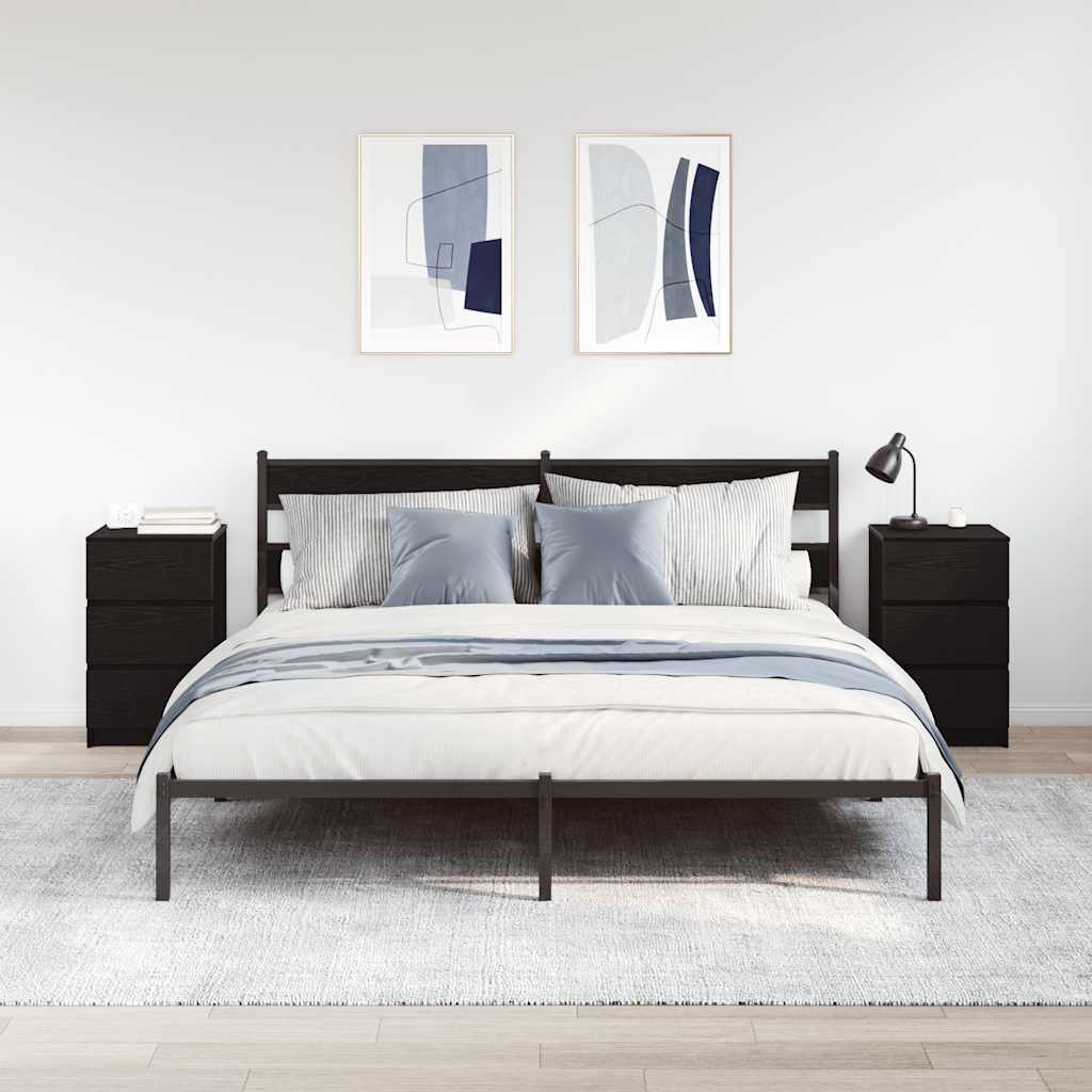 Nachtkastjes met 3 lades 2 st 39x35x65 cm zwart is nu te koop bij PeponiXL, paradijselijk wonen!