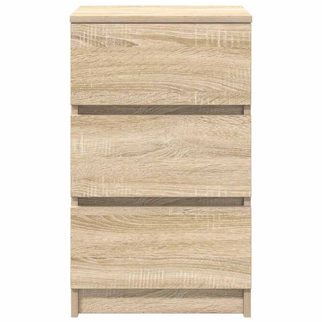 Nachtkastje met 3 lades 39x35x65 cm sonoma eikenkleurig is nu te koop bij PeponiXL, paradijselijk wonen!