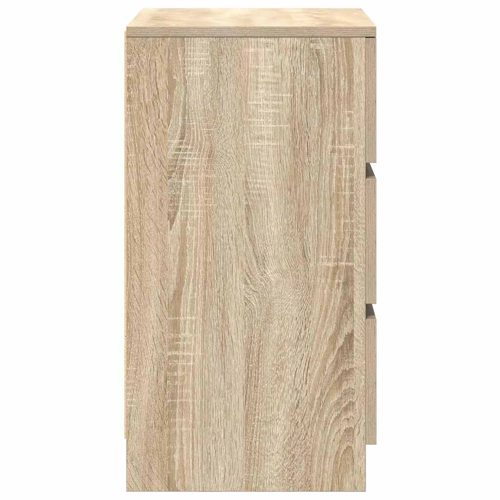 Nachtkastjes met 3 lades 2 st 39x35x65 cm Sonoma eikenkleurig is nu te koop bij PeponiXL, paradijselijk wonen!
