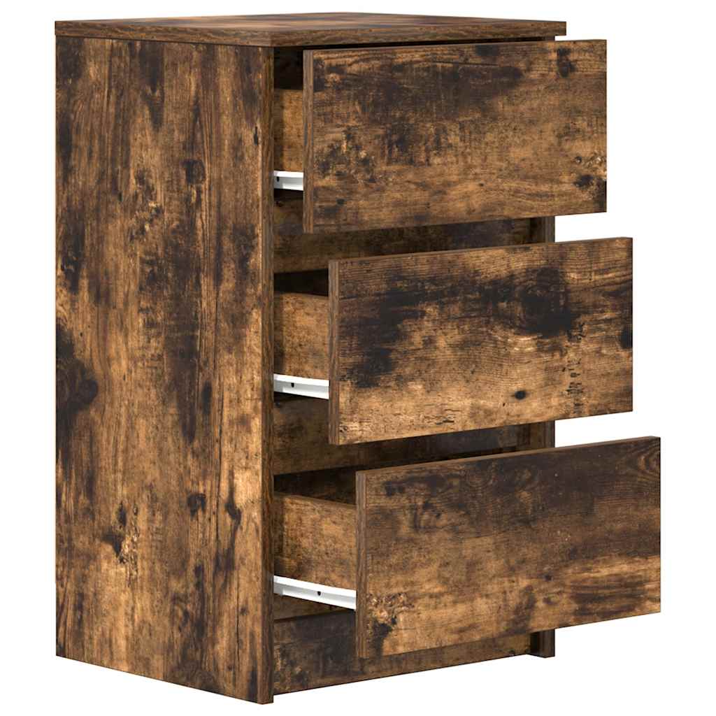 Nachtkastjes met 3 lades 2 st 39x35x65 cm gerookt eikenkleurig is nu te koop bij PeponiXL, paradijselijk wonen!