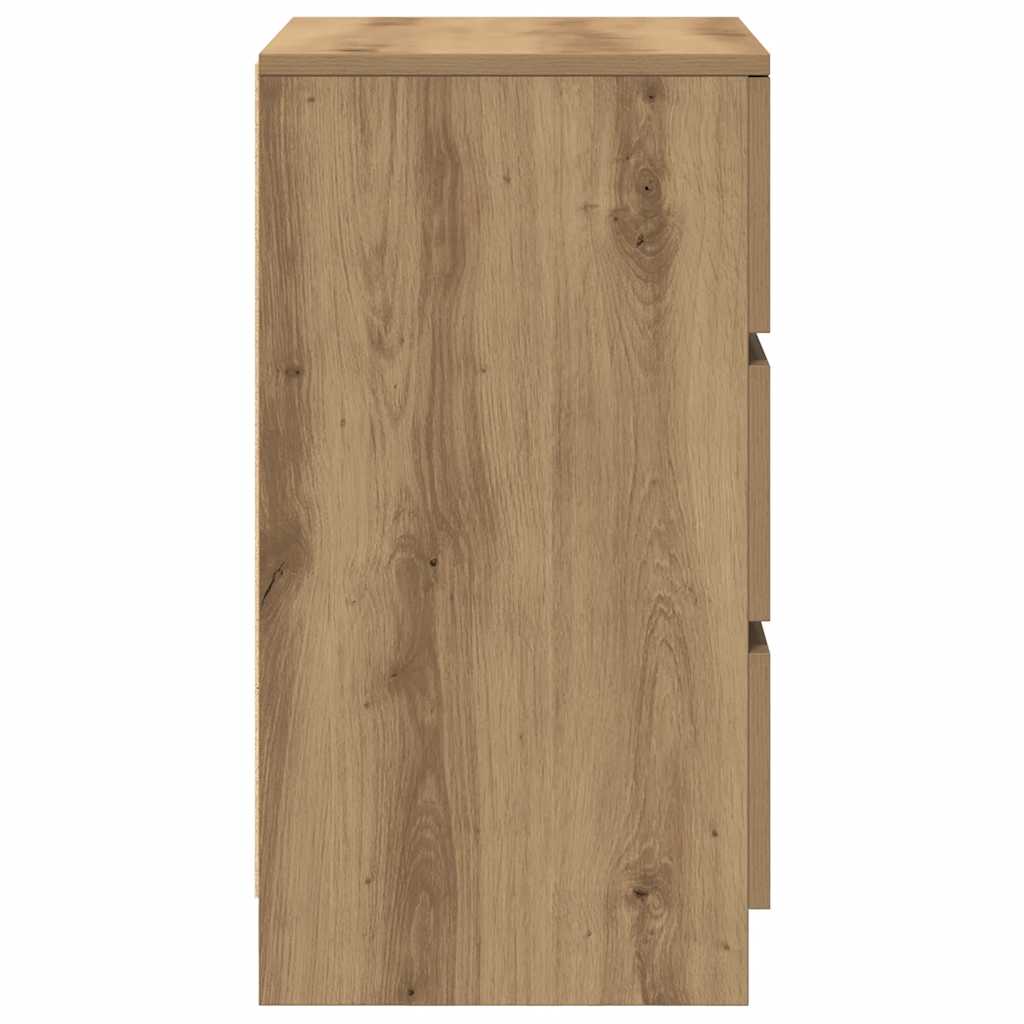 Nachtkastje met 3 lades 39x35x65 cm artisan eikenkleurig is nu te koop bij PeponiXL, paradijselijk wonen!