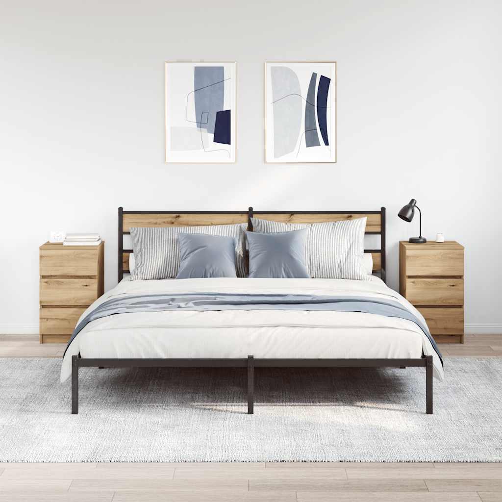 Nachtkastjes 3 lades 2 st 39x35x65 cm ambachtelijk eikenkleurig is nu te koop bij PeponiXL, paradijselijk wonen!