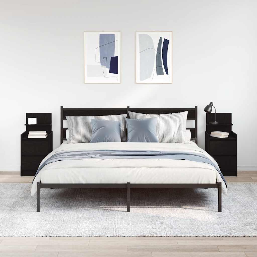 Nachtkastjes met 2 lades 2 st 38x34x80 cm zwart is nu te koop bij PeponiXL, paradijselijk wonen!