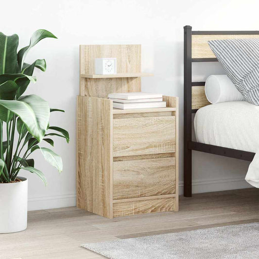 Nachtkastje met 2 lades 38x34x80 cm sonoma eikenkleurig is nu te koop bij PeponiXL, paradijselijk wonen!
