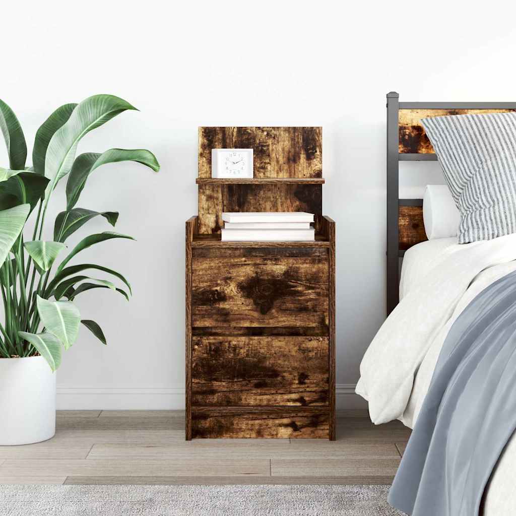 Nachtkastje met 2 lades 38x34x80 cm gerookt eikenkleurig is nu te koop bij PeponiXL, paradijselijk wonen!
