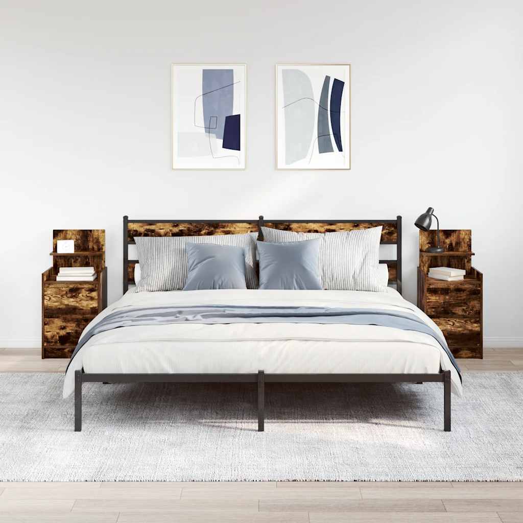 Nachtkastjes met 2 lades 2 st 38x34x80 cm gerookt eikenkleurig is nu te koop bij PeponiXL, paradijselijk wonen!