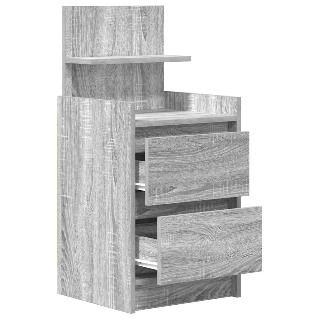 Nachtkastje met 2 lades 38x34x80 cm grijs sonoma eikenkleurig is nu te koop bij PeponiXL, paradijselijk wonen!