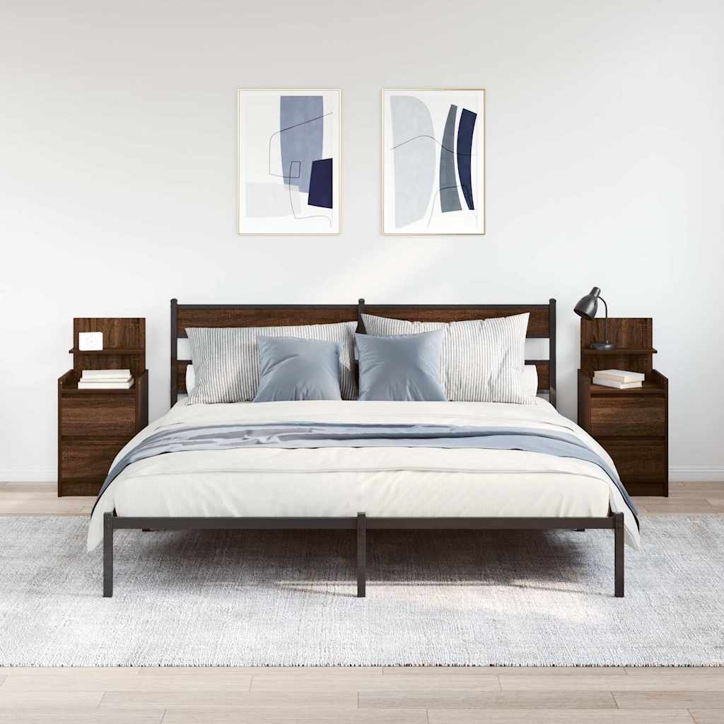 Nachtkastjes met 2 lades 2 st 38x34x80 cm bruin eikenkleurig is nu te koop bij PeponiXL, paradijselijk wonen!