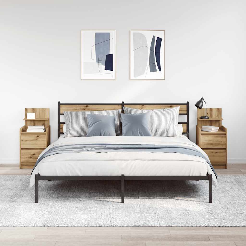 Nachtkastjes met 2 lades 2 st ambachtelijk eikenkleurig is nu te koop bij PeponiXL, paradijselijk wonen!