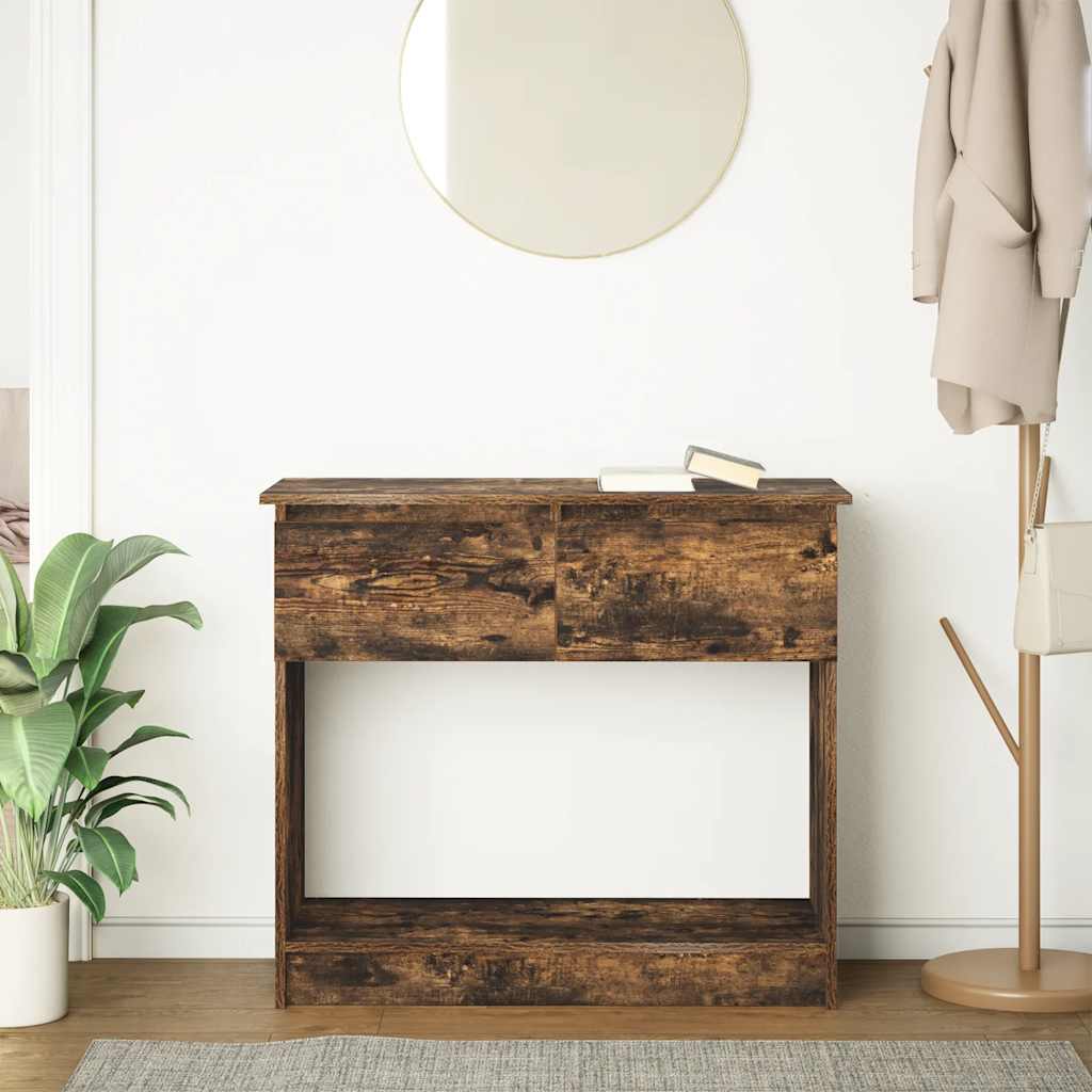 Wandtafel met lades gerookt eikenkleurig 85,5x38,5x74,5 cm is nu te koop bij PeponiXL, paradijselijk wonen!