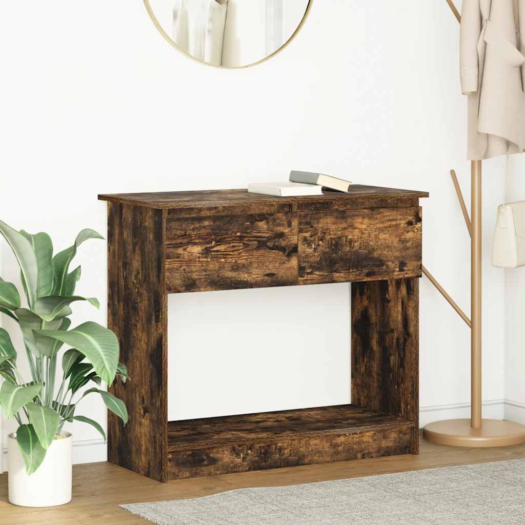 Wandtafel met lades gerookt eikenkleurig 85,5x38,5x74,5 cm is nu te koop bij PeponiXL, paradijselijk wonen!
