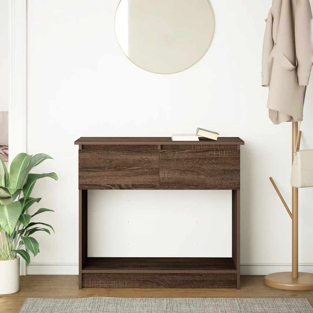 Wandtafel met lades 85,5x38,5x74,5 cm bruin eikenkleurig is nu te koop bij PeponiXL, paradijselijk wonen!
