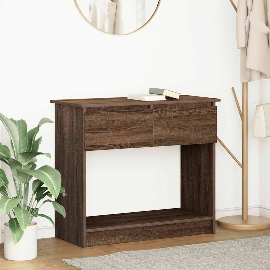 Wandtafel met lades 85,5x38,5x74,5 cm bruin eikenkleurig is nu te koop bij PeponiXL, paradijselijk wonen!