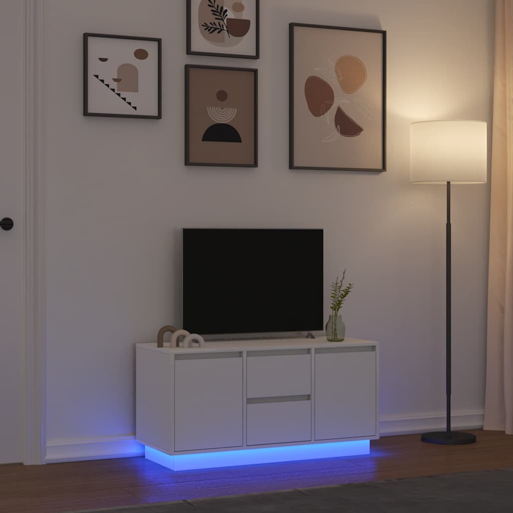 Tv-meubel met LED-verlichting 100x41x50 cm wit is nu te koop bij PeponiXL, paradijselijk wonen!