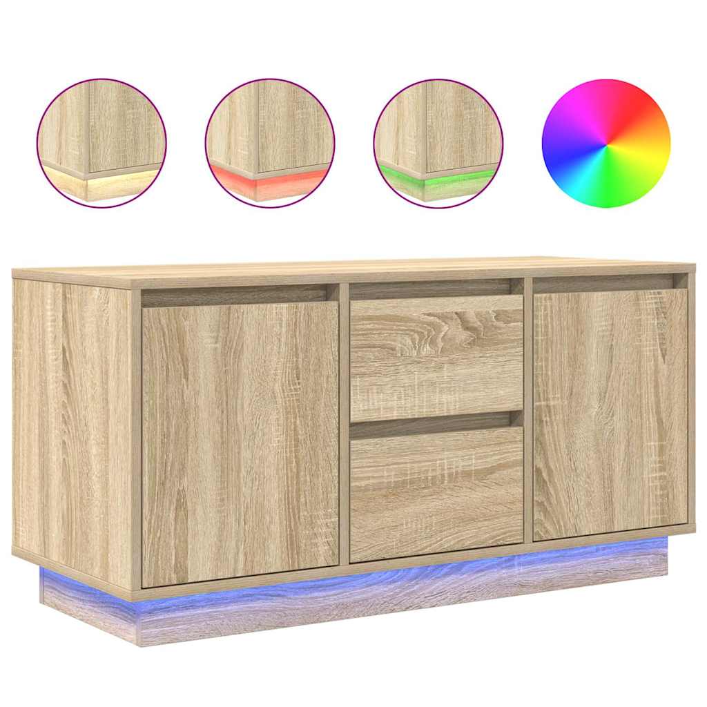 Tv-meubel met LED-verlichting 100x41x50 cm sonoma eikenkleurig is nu te koop bij PeponiXL, paradijselijk wonen!