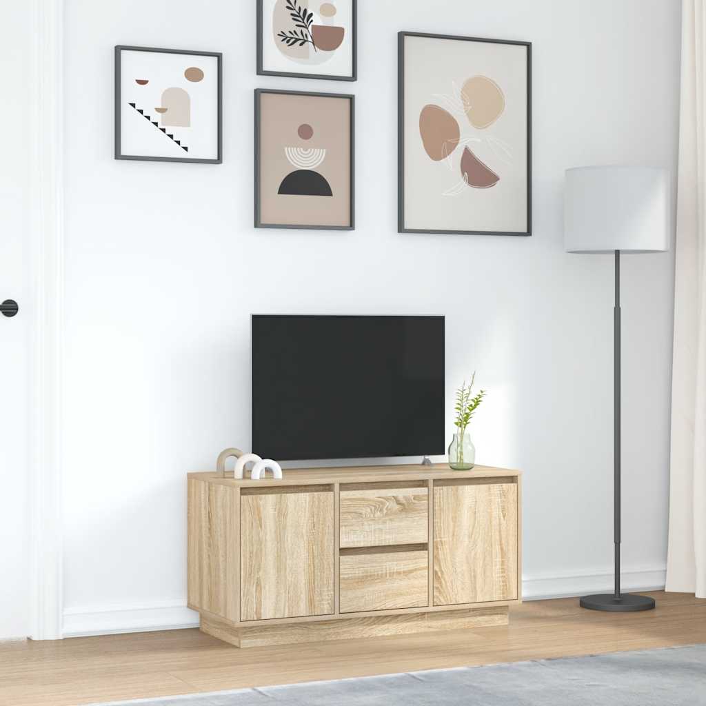 Tv-meubel met LED-verlichting 100x41x50 cm sonoma eikenkleurig is nu te koop bij PeponiXL, paradijselijk wonen!