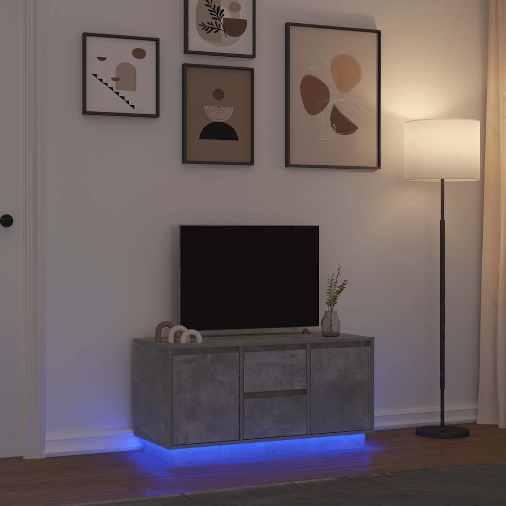 Tv-meubel met LED-verlichting 100x41x50 cm betongrijs is nu te koop bij PeponiXL, paradijselijk wonen!