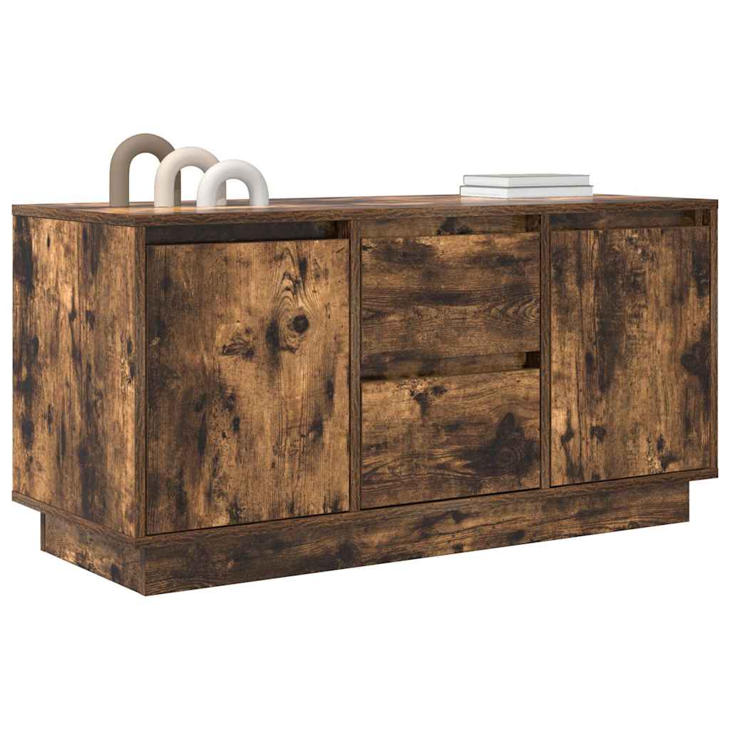 Tv-meubel met LED-verlichting 100x41x50 cm gerookt eikenkleurig is nu te koop bij PeponiXL, paradijselijk wonen!